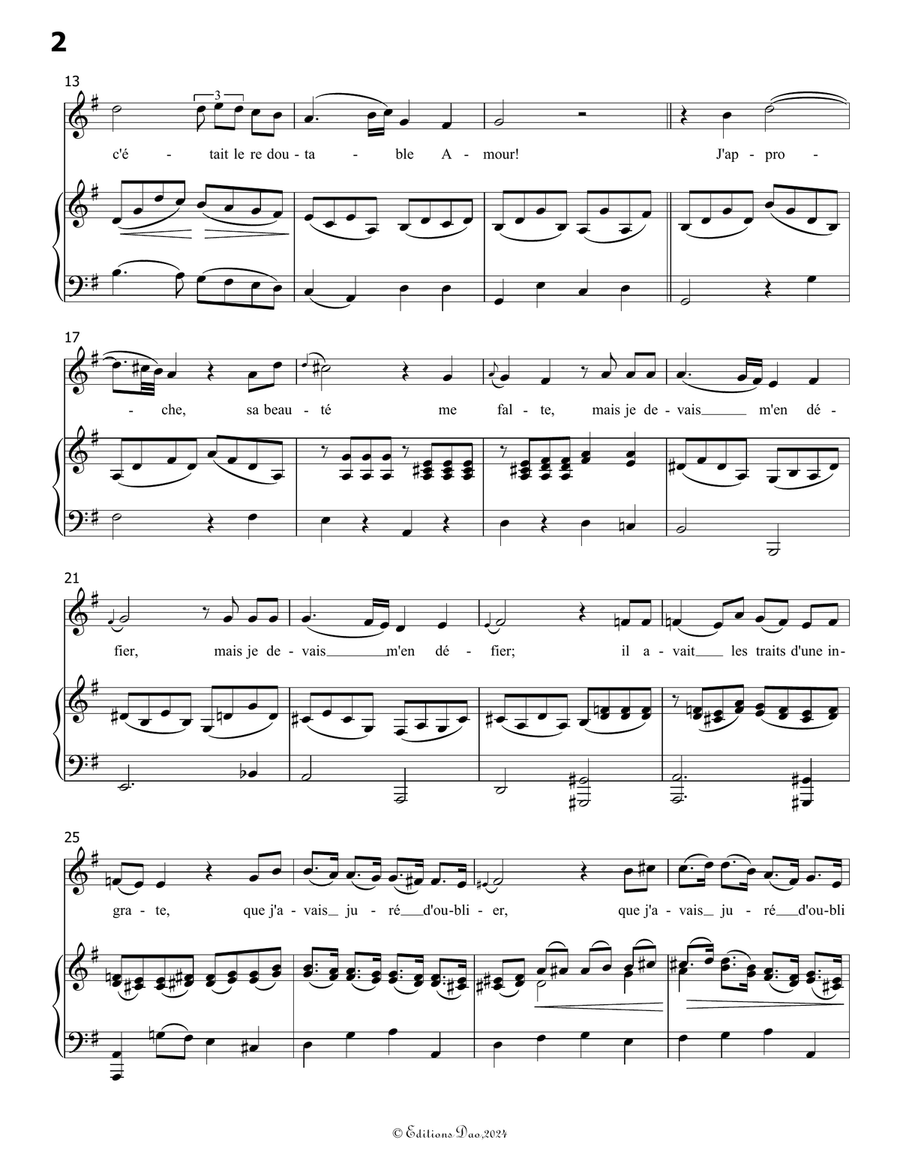 Dans un bois solitaire, by Mozart, K.308/295b, in G Major Piano, Vocal scores gallery preview page 4