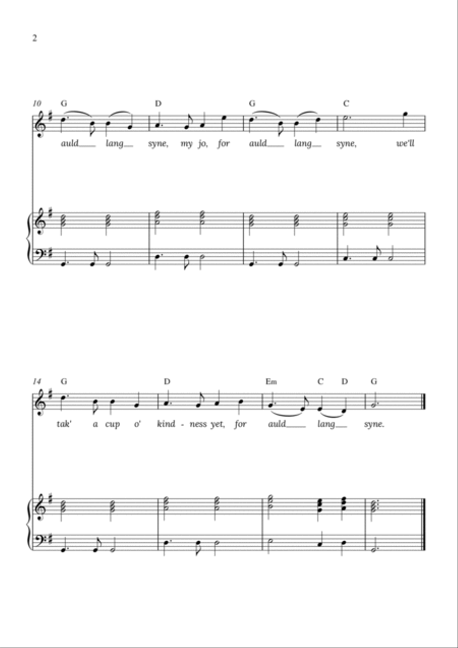 Auld Lang Syne Auld Lang Syne Soprano Voice scores gallery preview page 2