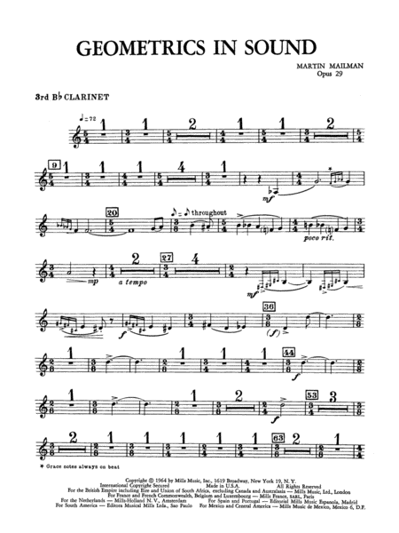 Geometrics in Sound, Op. 29: 3rd B-flat Clarinet