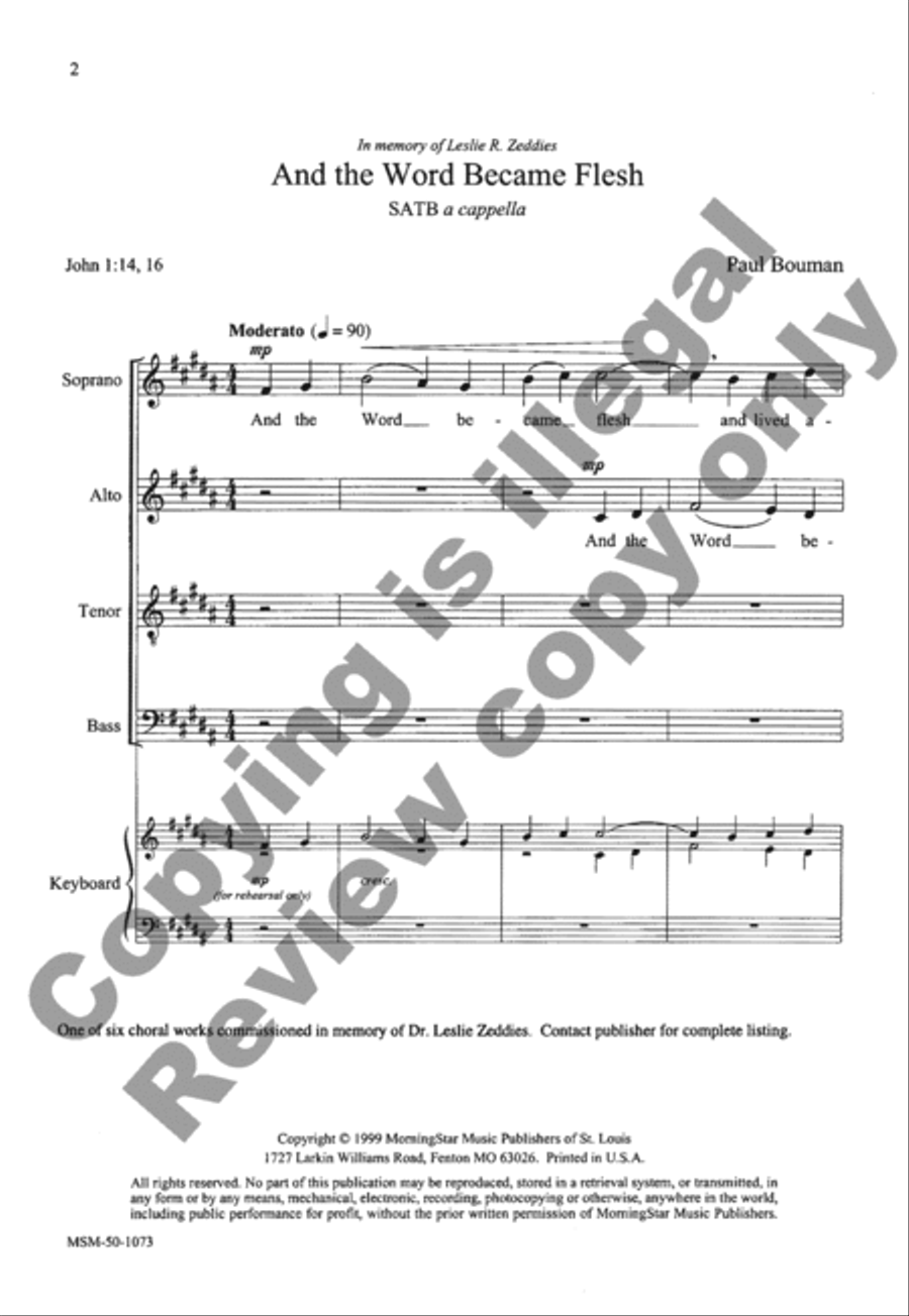 And the Word Became Flesh 4-Part scores gallery preview page 9
