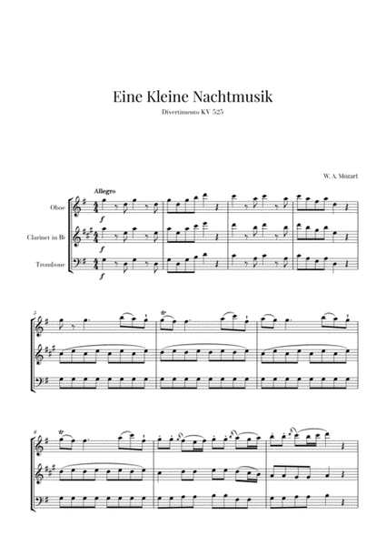 Eine Kleine Nachtmusik for Oboe, Clarinet and Trombone image number null