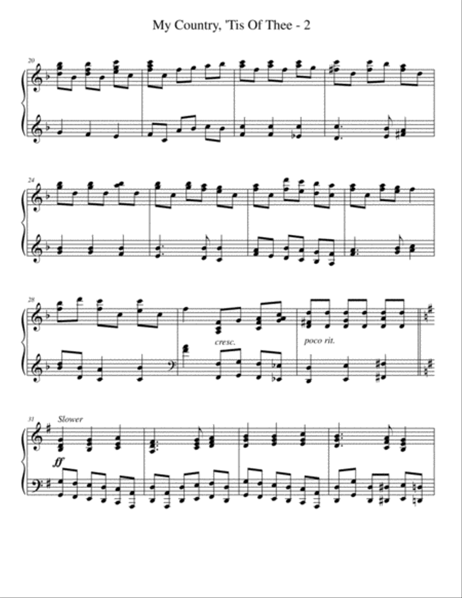 My Country, 'Tis Of Thee My Country, 'Tis Of Thee Piano Solo scores gallery preview page 2