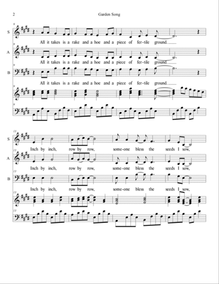 Garden Song 3-Part scores gallery preview page 2