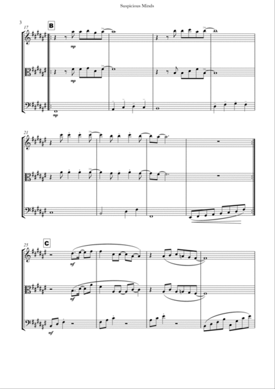 Suspicious Minds String Trio scores gallery preview page 3