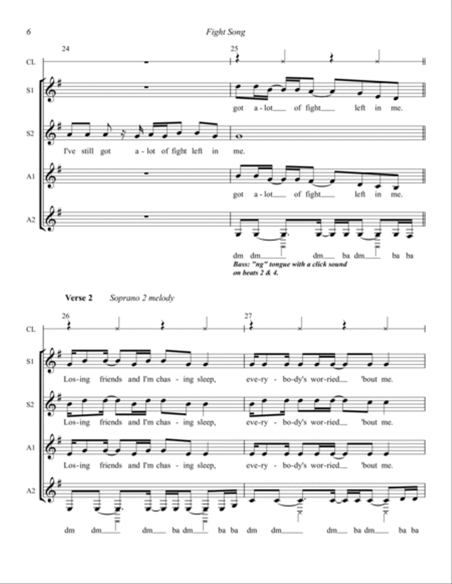 Fight Song (arr. Wayne Grimmer) SSAA scores gallery preview page 6