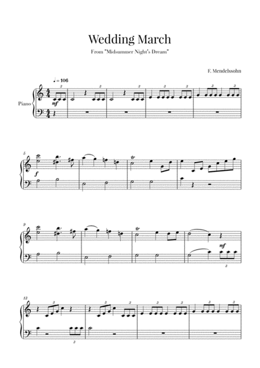 Wedding March (Mendelssohn) - Easy/Beginner piano image number null