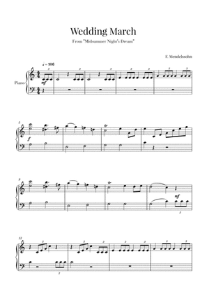 Book cover for Wedding March (Mendelssohn) - Easy/Beginner piano