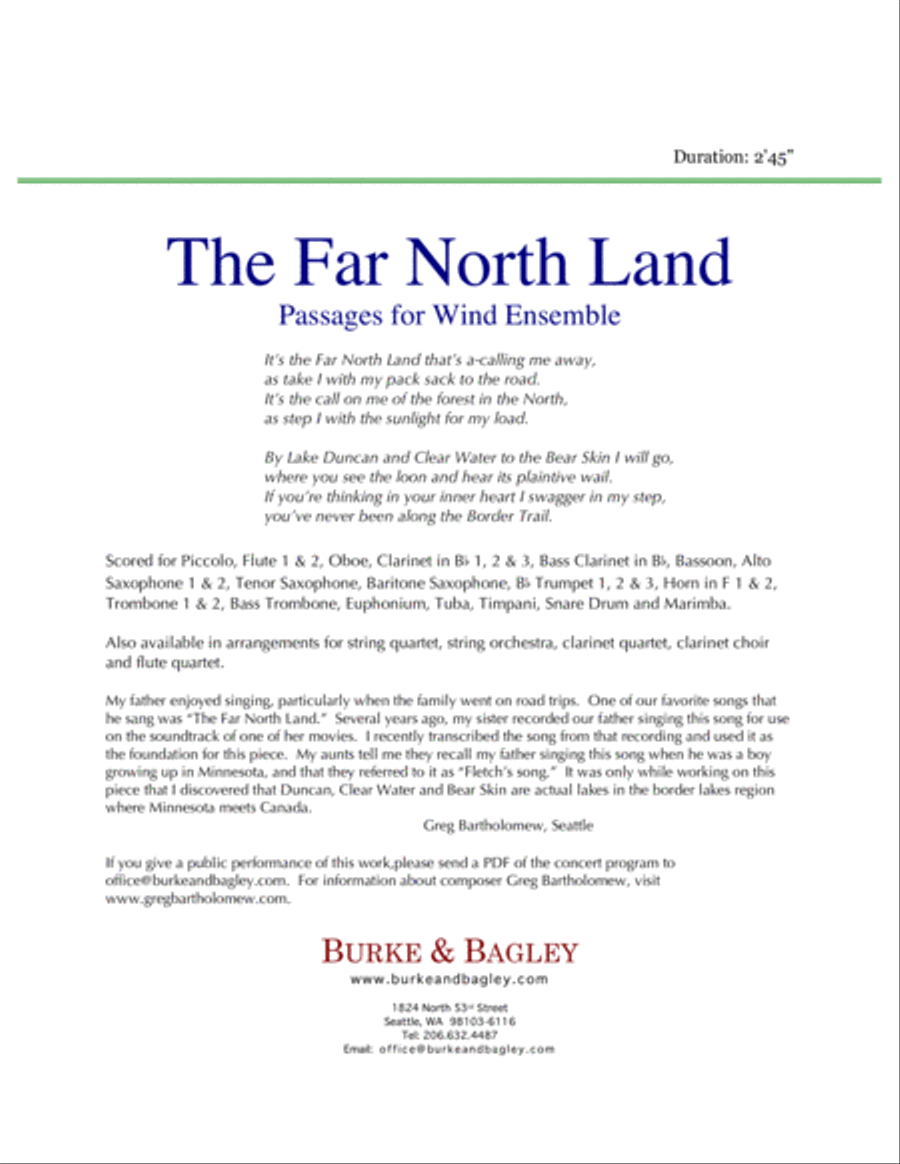 The Far North Land: Passages for Wind Ensemble Concert Band scores gallery preview page 2