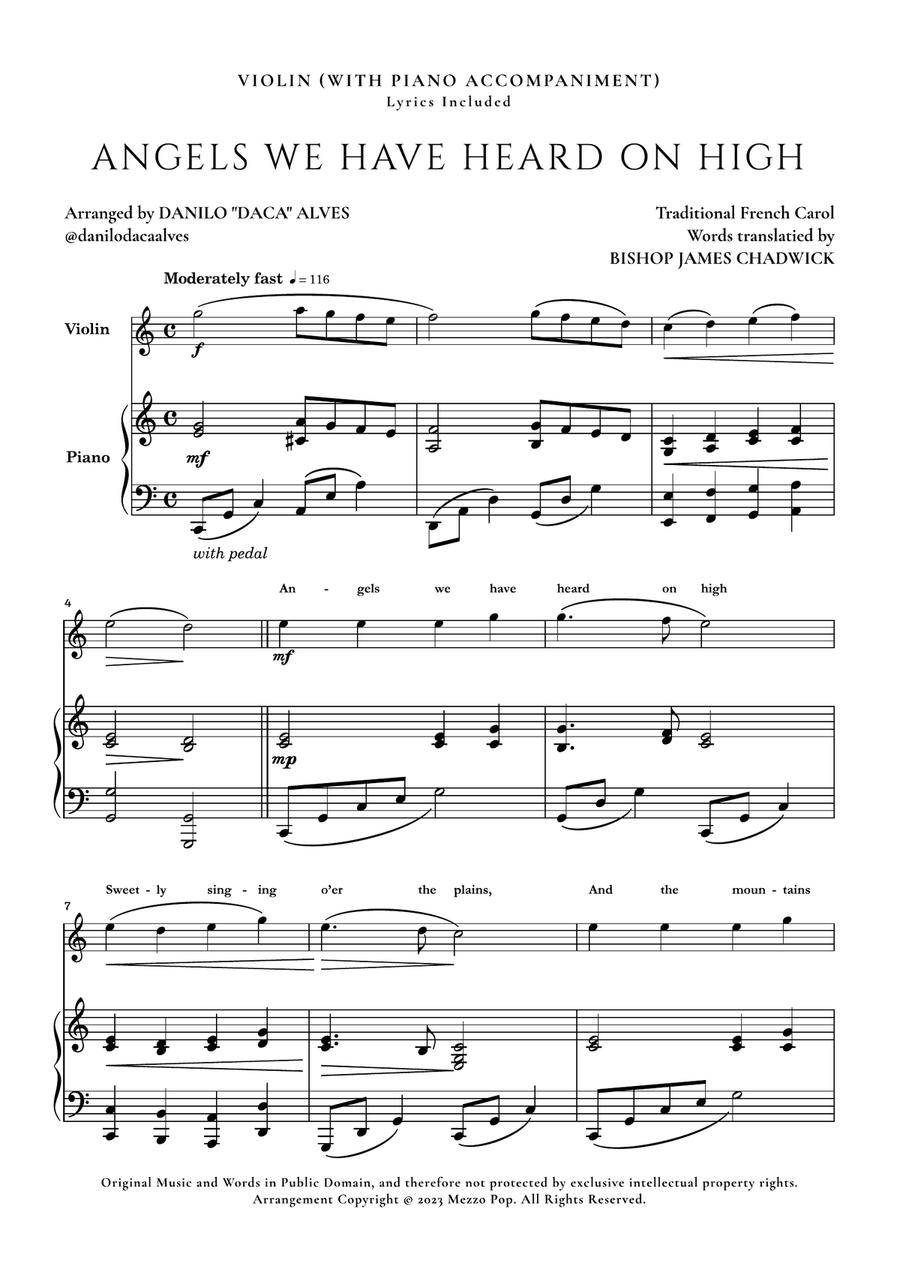 Angels We Have Heard On High Violin Solo scores gallery preview page 1