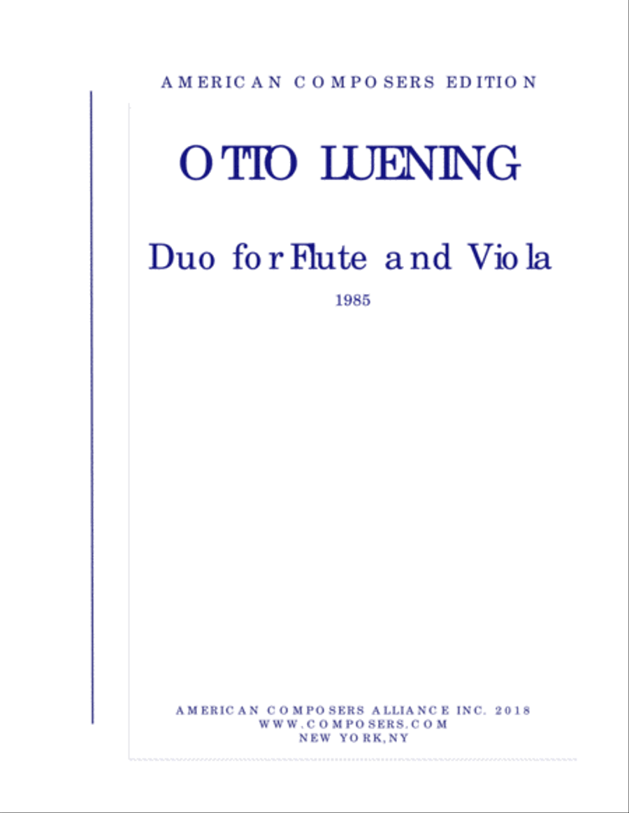 [Luening] Duo for Flute and Viola by Otto Luening Flute - Digital Sheet Music