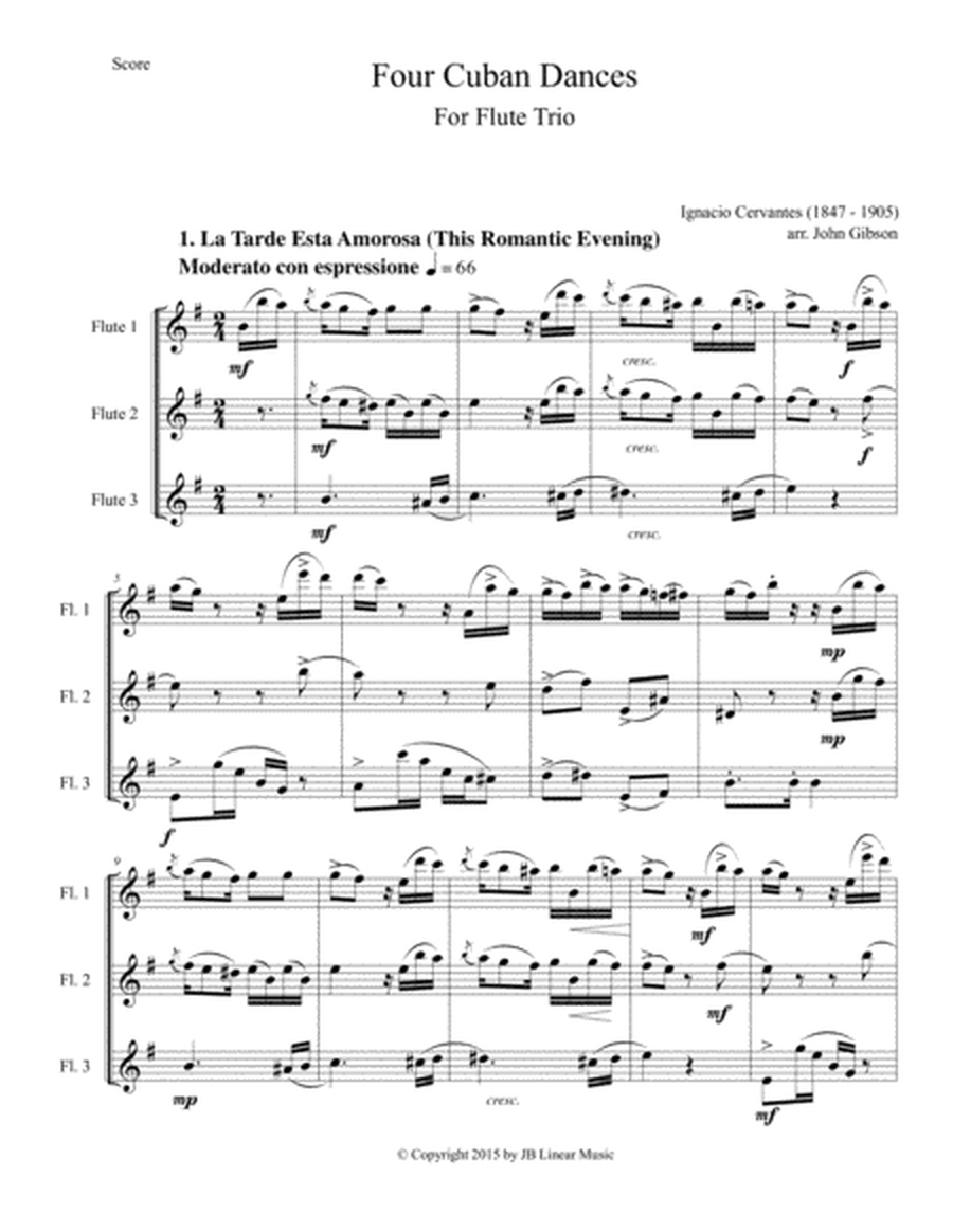 4 Cuban Dances by Cervantes for flute trio image number null