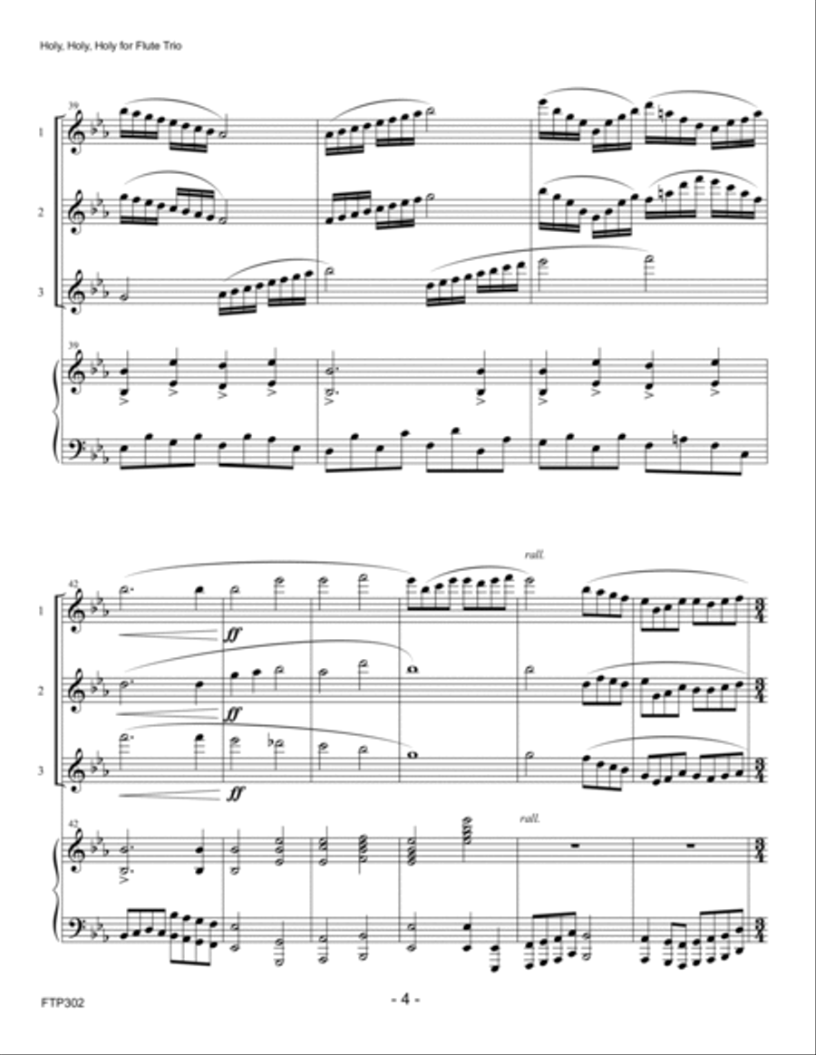 HOLY, HOLY, HOLY + WHEN MORNING GILDS THE SKIES - FLUTE TRIO with Piano Accompaniment Small Ensemble scores gallery preview page 4