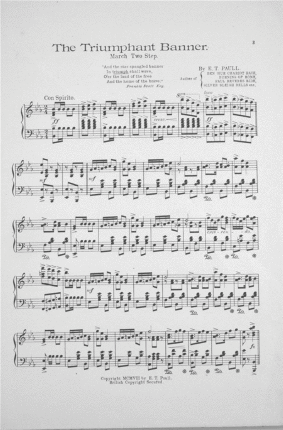 The Triumphant Banner. March Two-Step Piano Solo scores gallery preview page 2