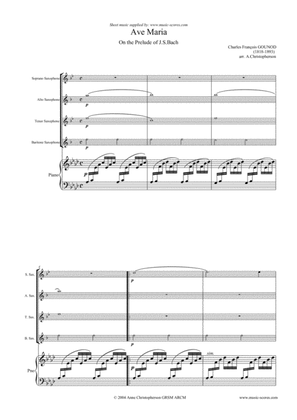 Book cover for Ave Maria - Sax Quartet and Piano