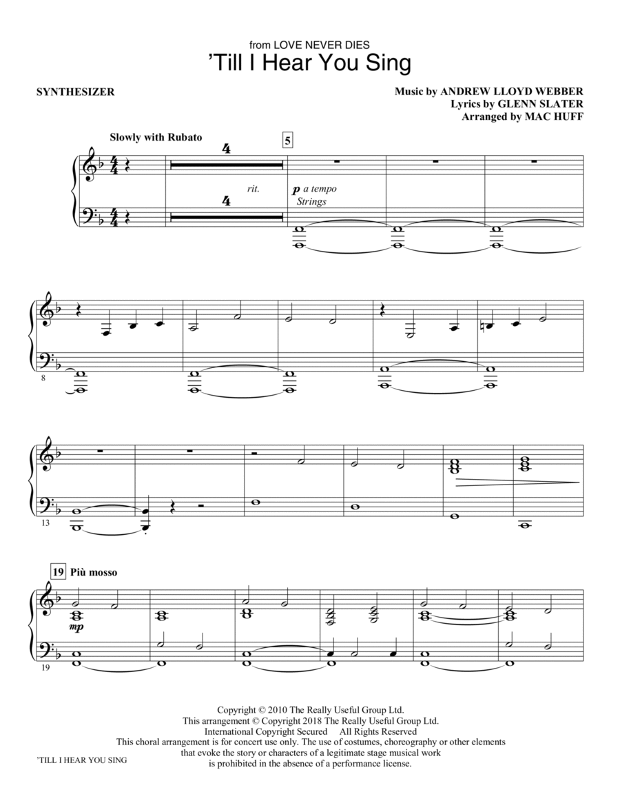 'Till I Hear You Sing (from Love Never Dies) (arr. Mac Huff) - Keyboard/ Synthesizer Choir scores gallery preview page 1