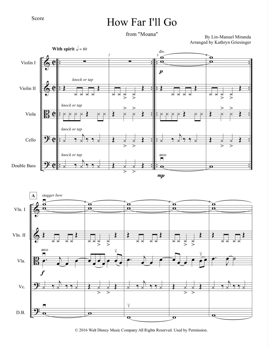 How Far I'll Go Score and Parts scores gallery preview page 1