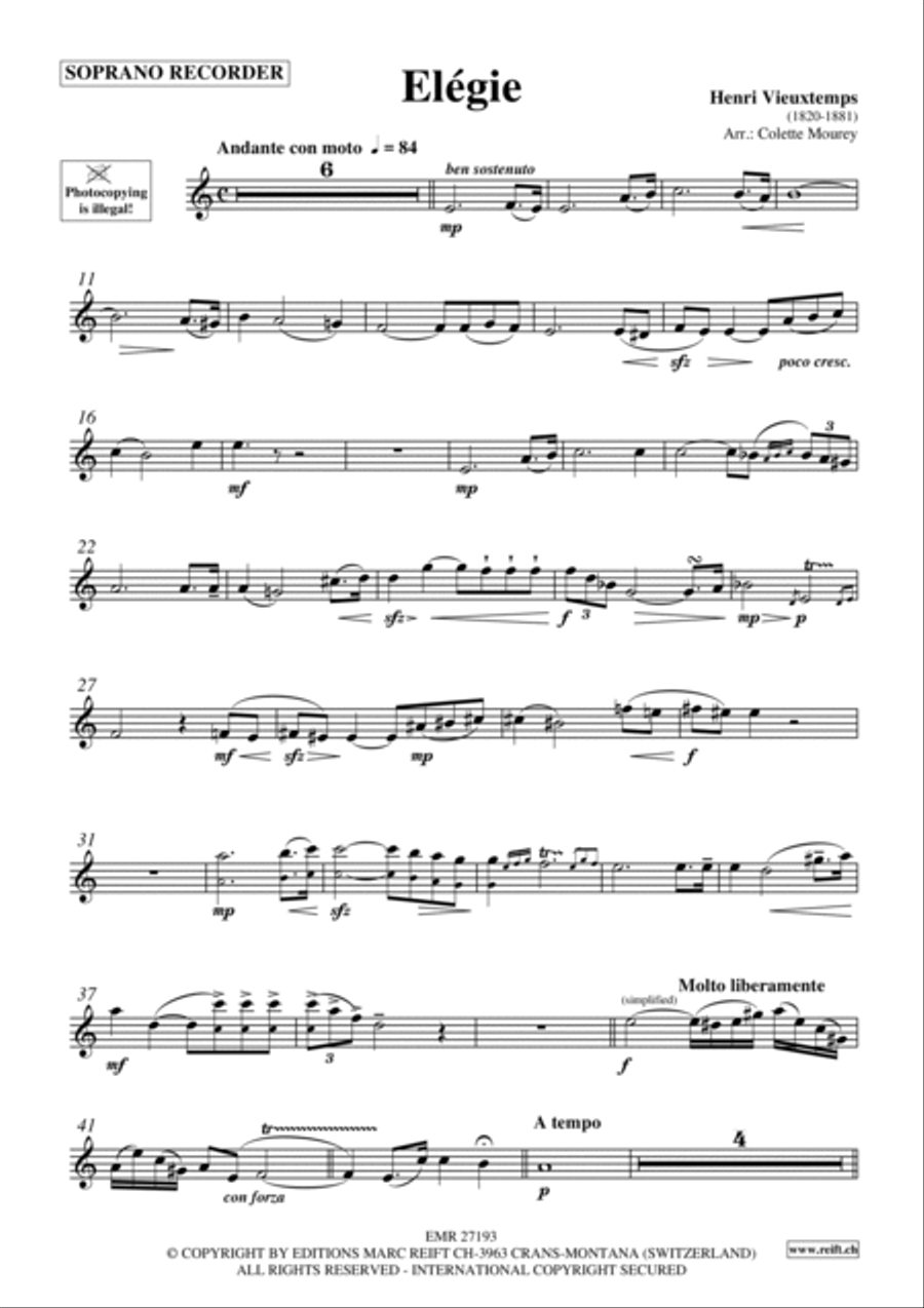 Elegie Soprano Recorder scores gallery preview page 2