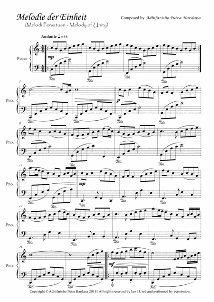Melodie der Einheit Piano Solo scores gallery preview page 1