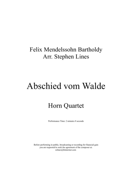 Abshied Vom Walde - Horn Quartet image number null