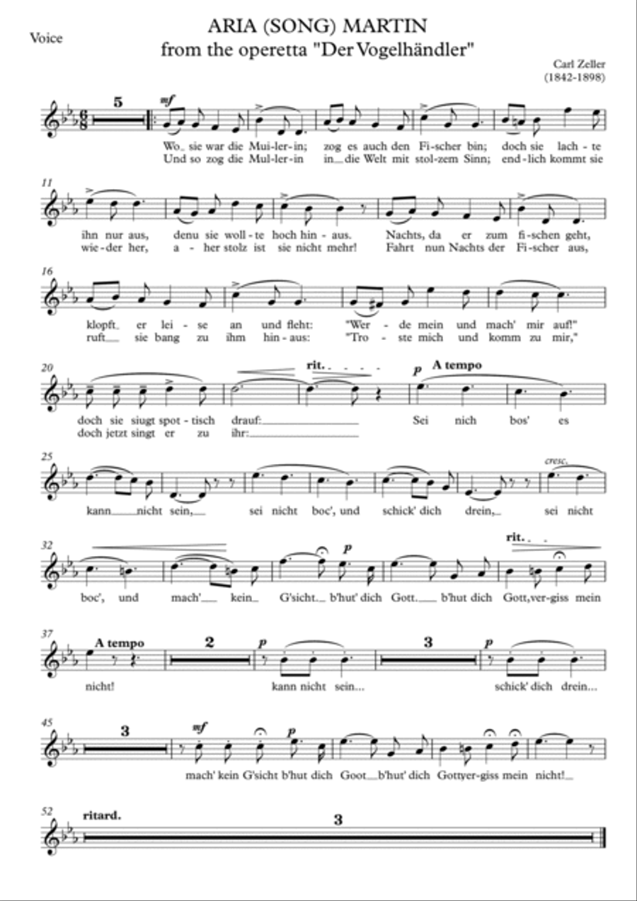 ARIA (SONG) MARTIN from the operetta 
