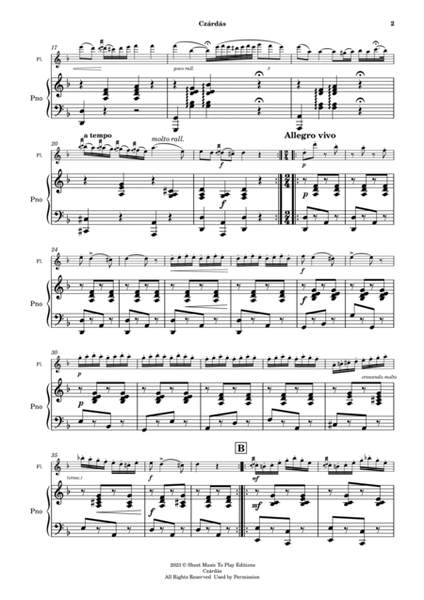Czardas - Flute and Piano (Full Score and Parts) image number null