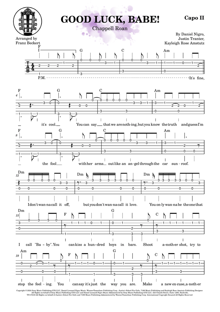 Good Luck, Babe! Good Luck, Babe! Acoustic Guitar scores gallery preview page 1