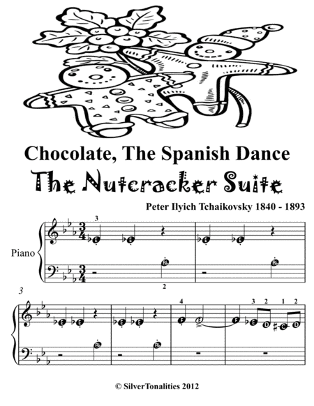 Chocolate Spanish Dance Nutcracker Suite Beginner Piano Sheet Music Tadpole Edition