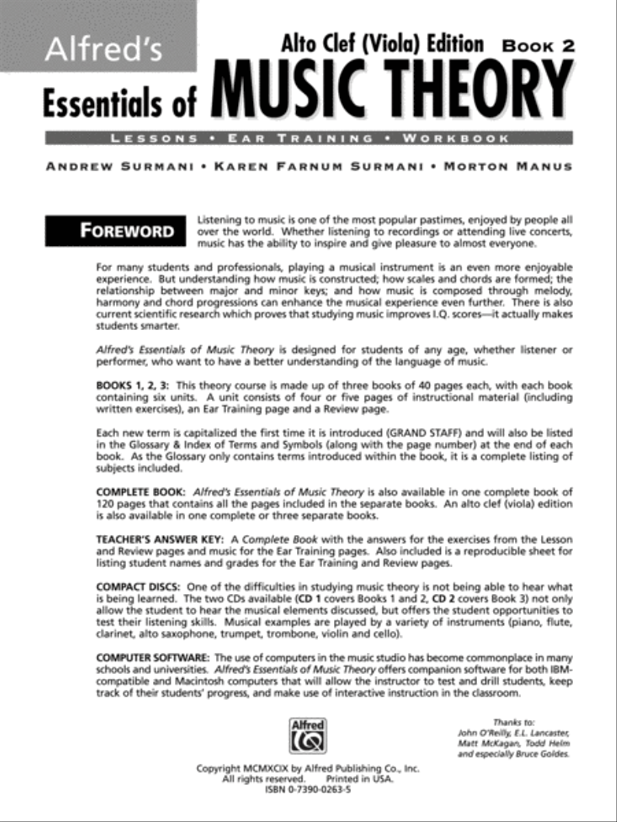 Alfred's Essentials of Music Theory, Book 2