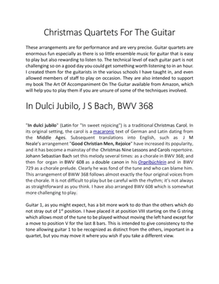 In Dulci Jubilo BWV 368 for Guitar Quartet