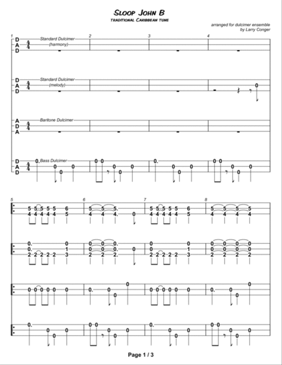 Sloop John B (ensemble) Small Ensemble scores gallery preview page 3