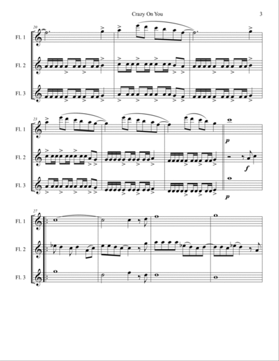 Crazy On You Woodwind Trio scores gallery preview page 3