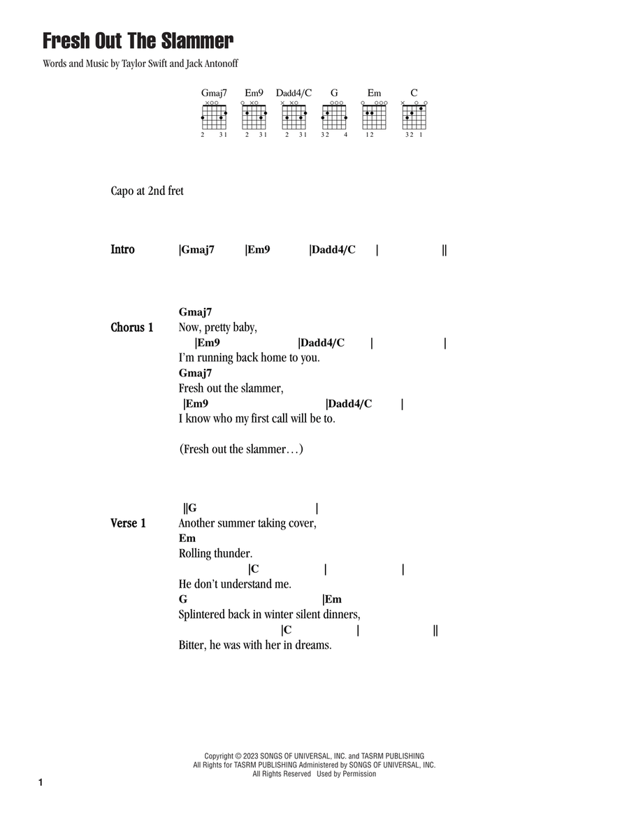 Fresh Out The Slammer Acoustic Guitar scores gallery preview page 1