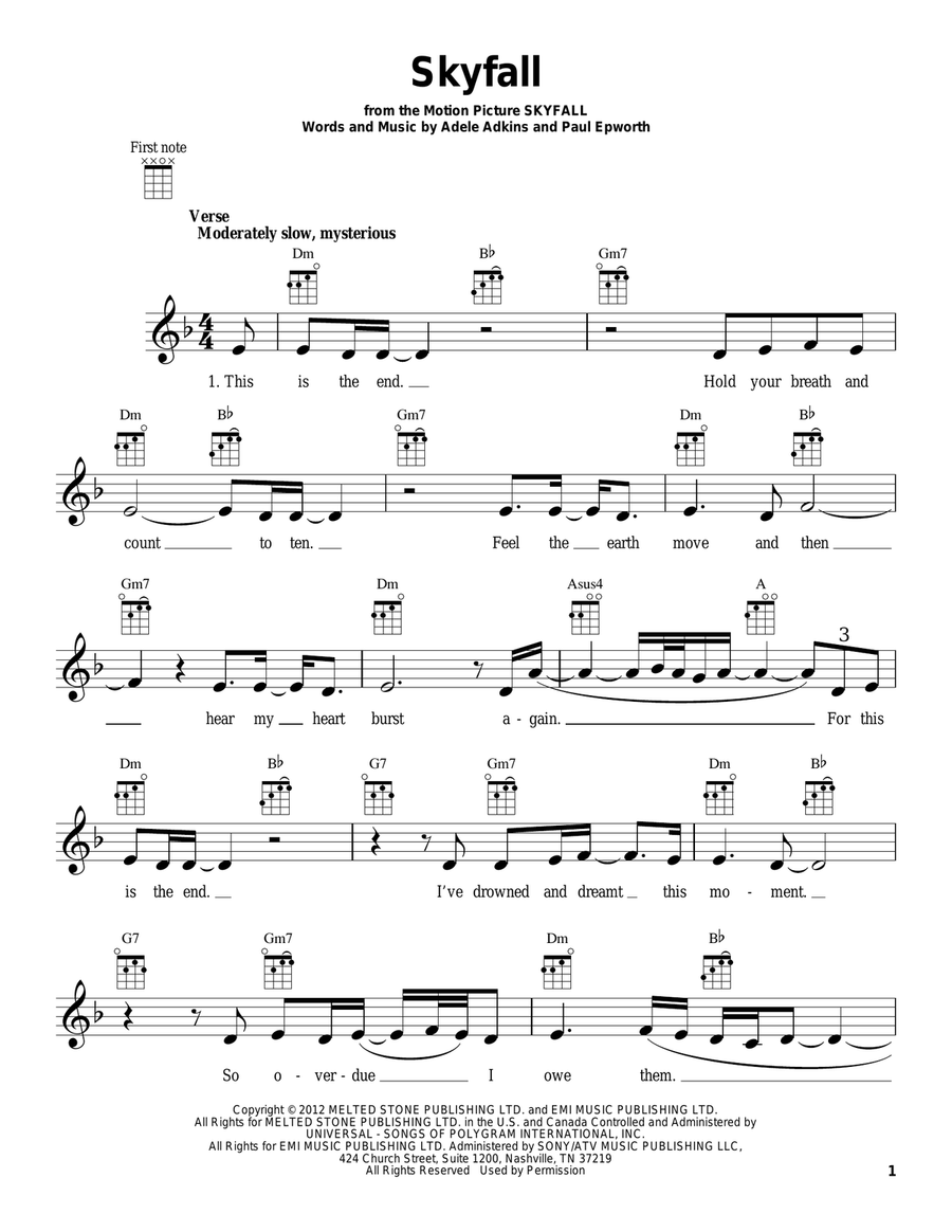 Skyfall Skyfall Ukulele scores gallery preview page 1
