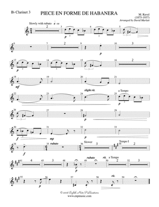 Piece en Forme de Habanera (Soloist and Concert Band): 3rd B-flat Clarinet