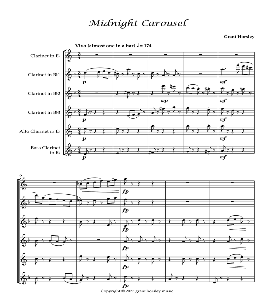 "Midnight Carousel" for Clarinet Choir image number null