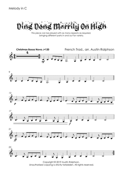 Ding Dong Merrily On High for school ensembles - Mixed Abilities Classroom and School Ensemble Piece image number null