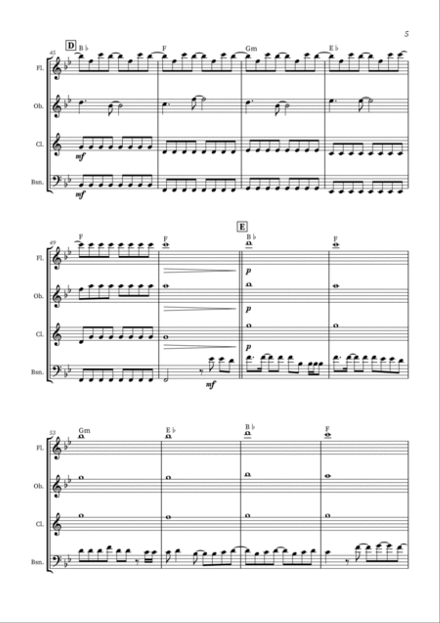All Too Well Woodwind Quartet scores gallery preview page 5