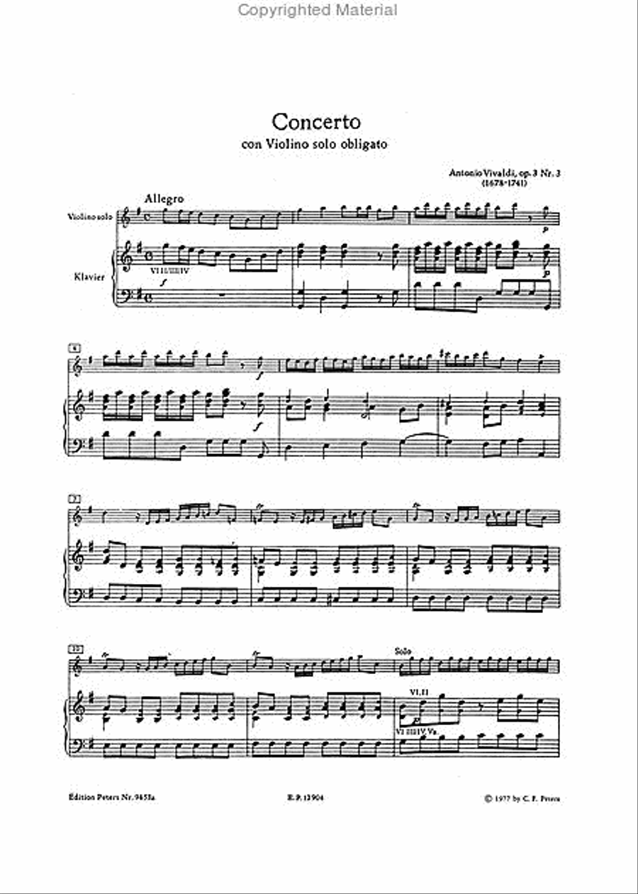 Violin Concerto in G Op. 3 No. 3 (RV 310) (Ed. for Violin and Piano) [incl. CD] Small Ensemble scores gallery preview page 2