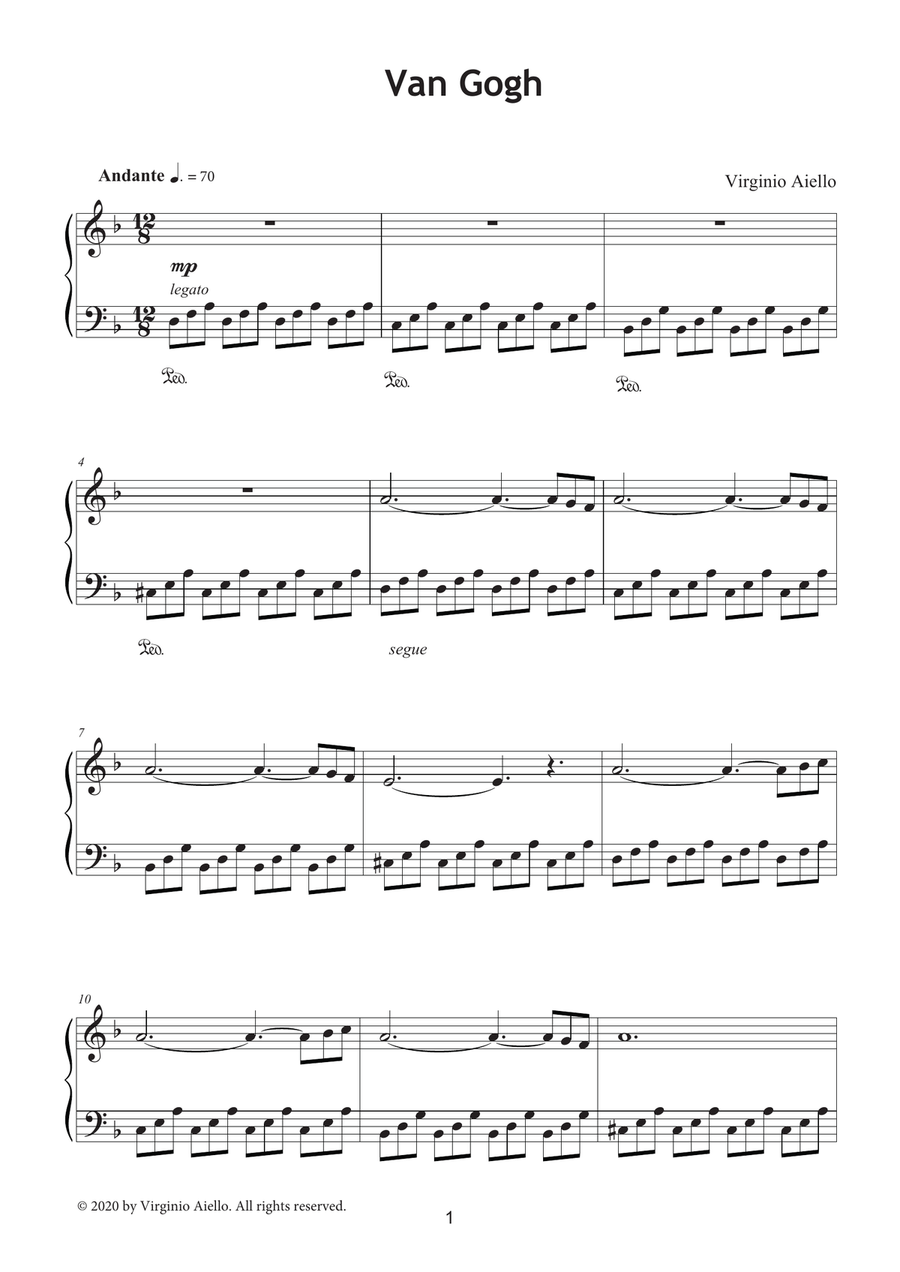 Van Gogh Easy Piano scores gallery preview page 1