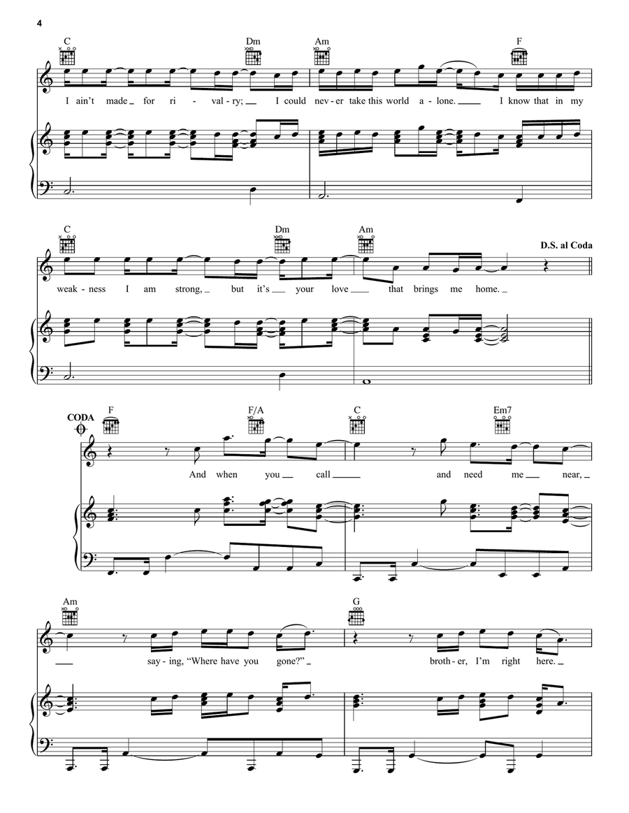 Brother (feat. Gavin DeGraw) Piano, Vocal, Guitar scores gallery preview page 4