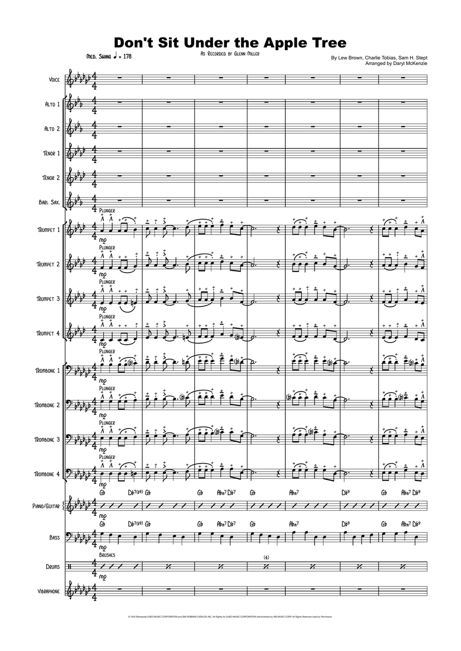 Don't Sit Under The Apple Tree (with Anyone Else But Me) Saxophone scores gallery preview page 1