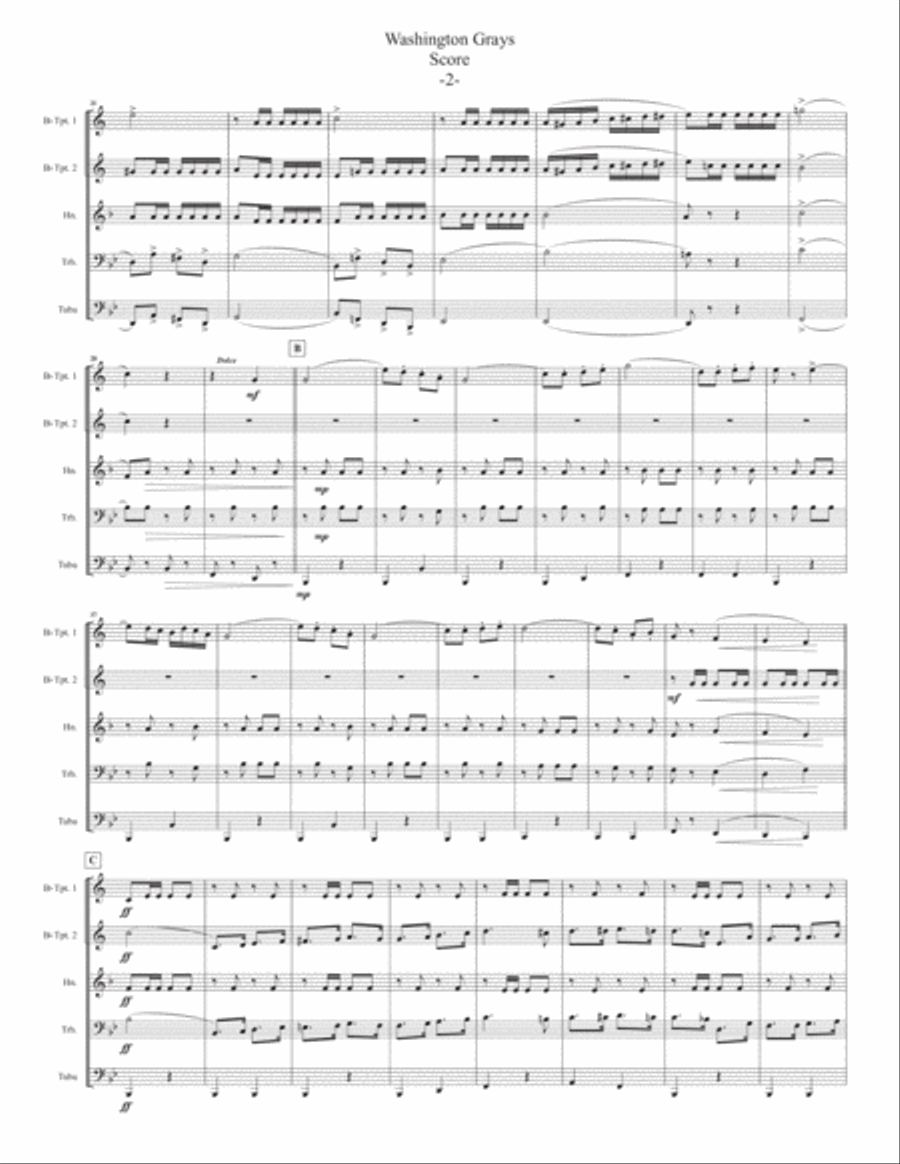 Washington Grays March for Brass Quintet Brass Quintet scores gallery preview page 4
