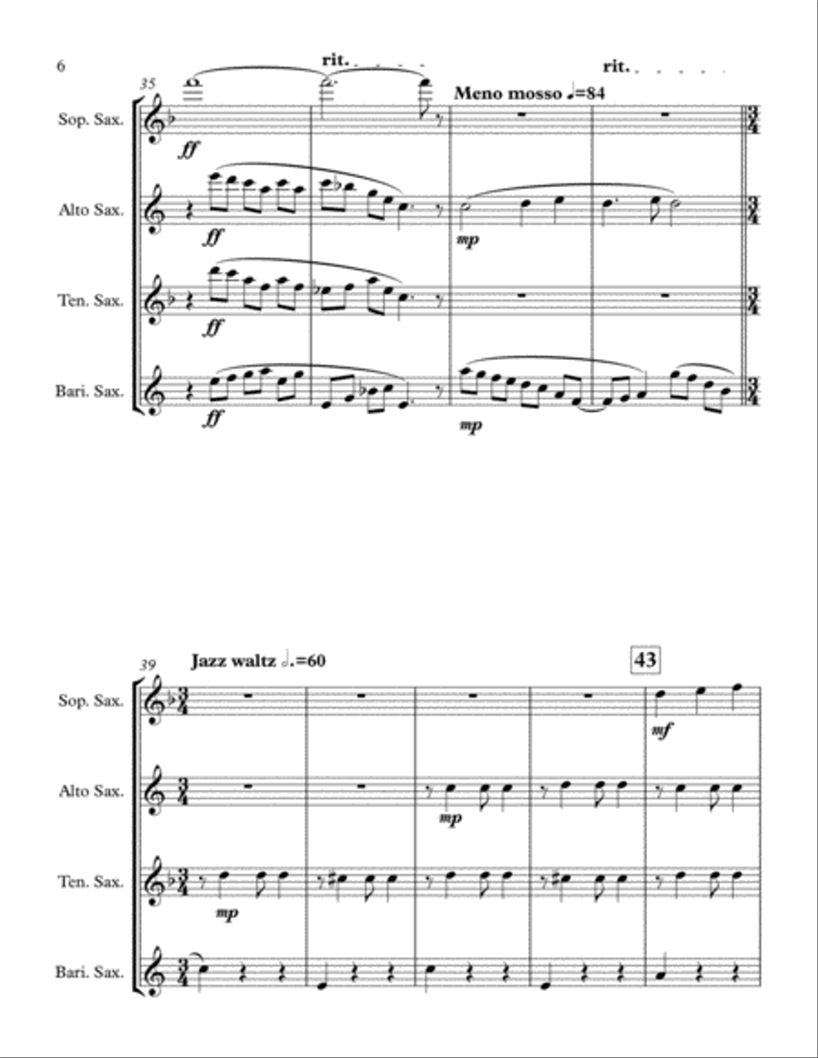 My Funny Valentine Saxophone Quartet scores gallery preview page 6