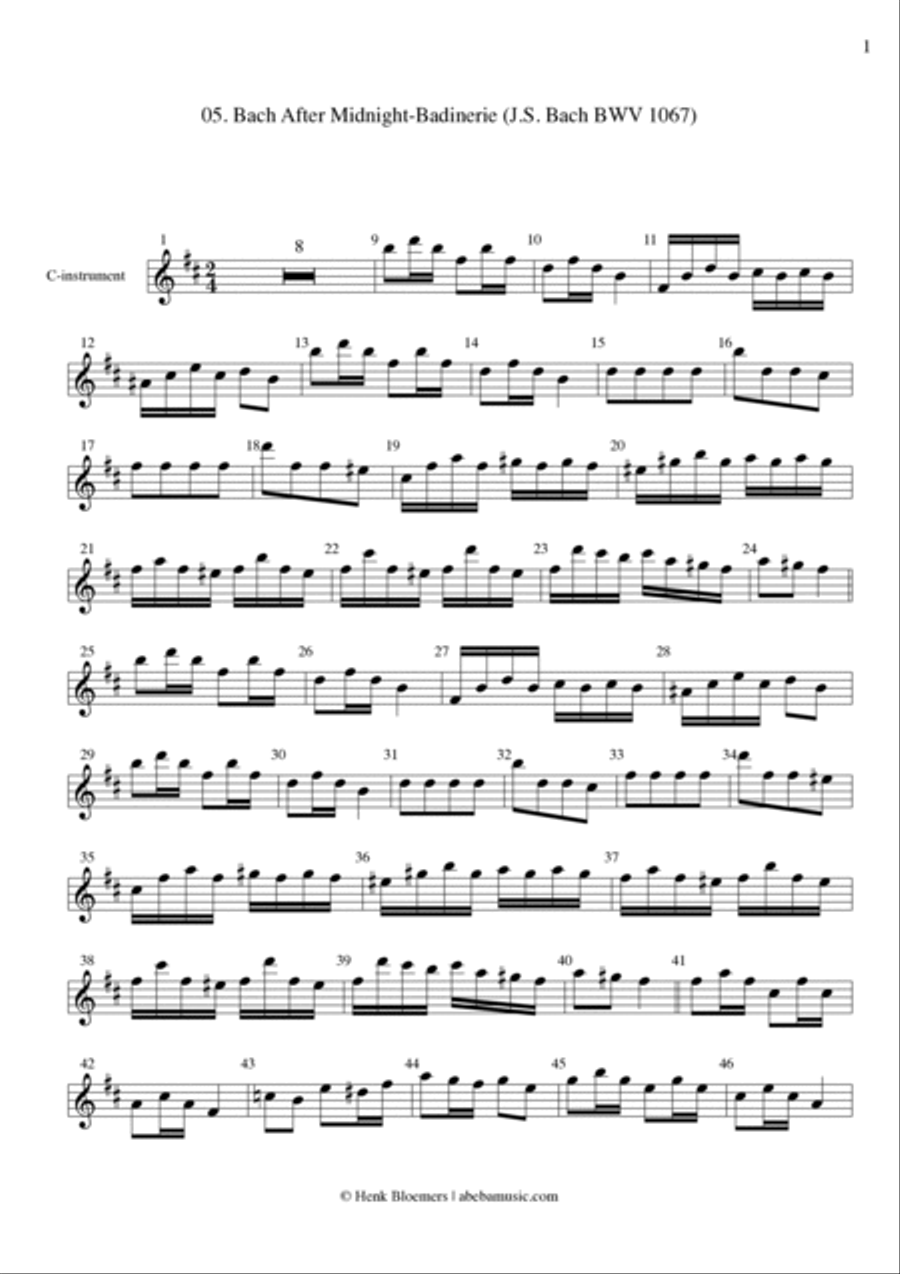 Badinerie from Bach BWV 1067 Small Ensemble scores gallery preview page 3