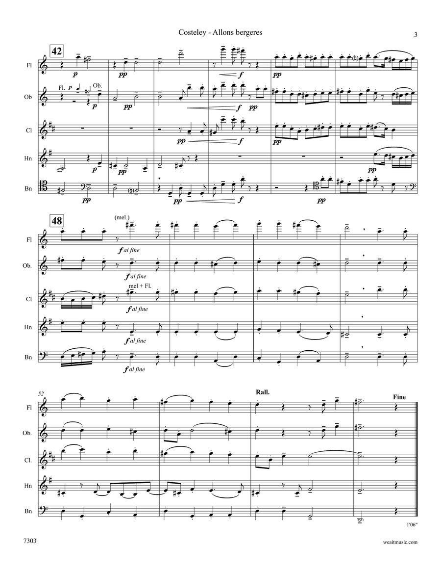 Allons bergeres for woodwind quintet (1’06) Woodwind Quintet scores gallery preview page 3