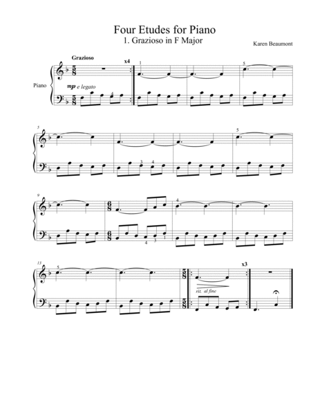 Four Etudes for Late Elementary Piano Students image number null