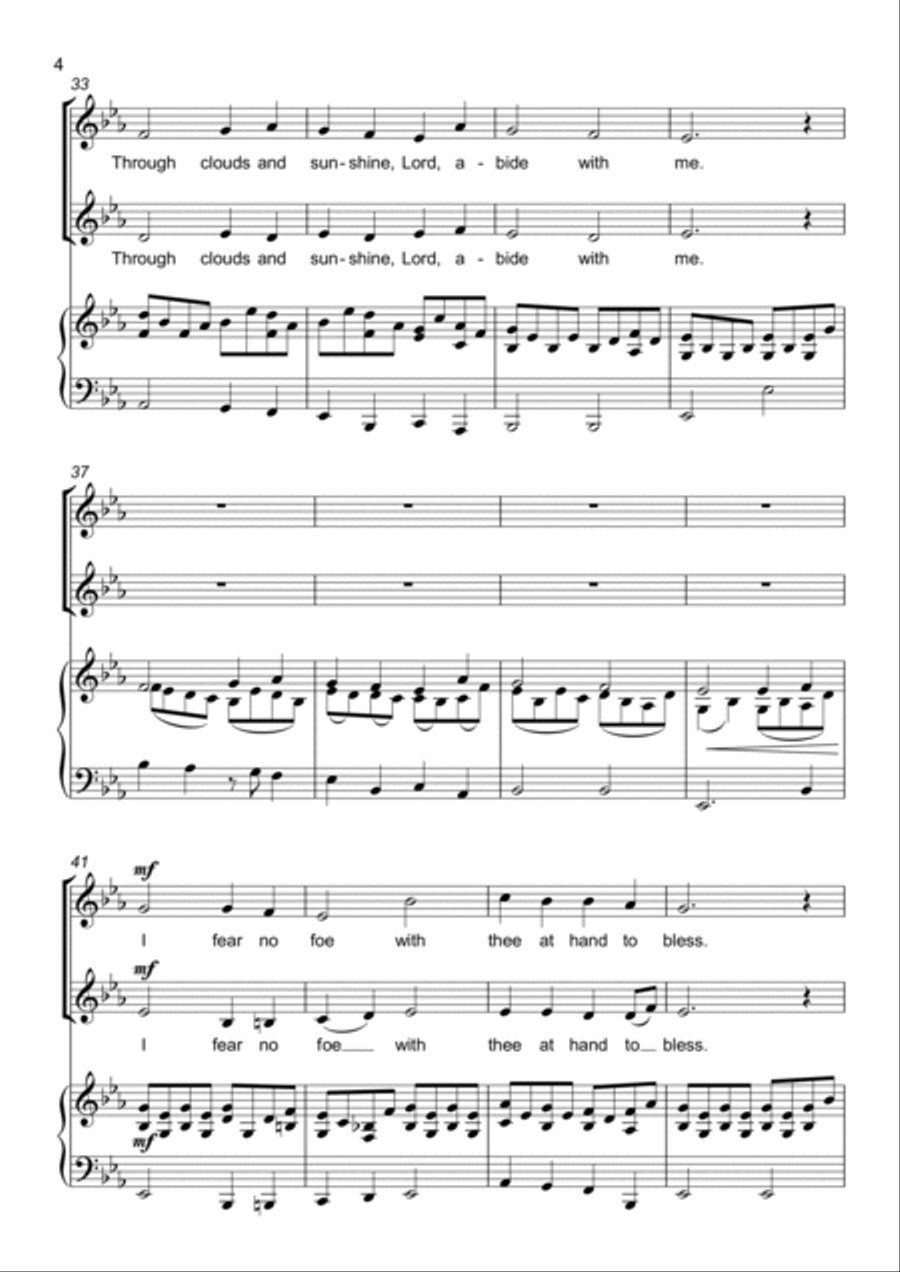 Abide with me - 2 part choir - SA - Upper Voices SA scores gallery preview page 4