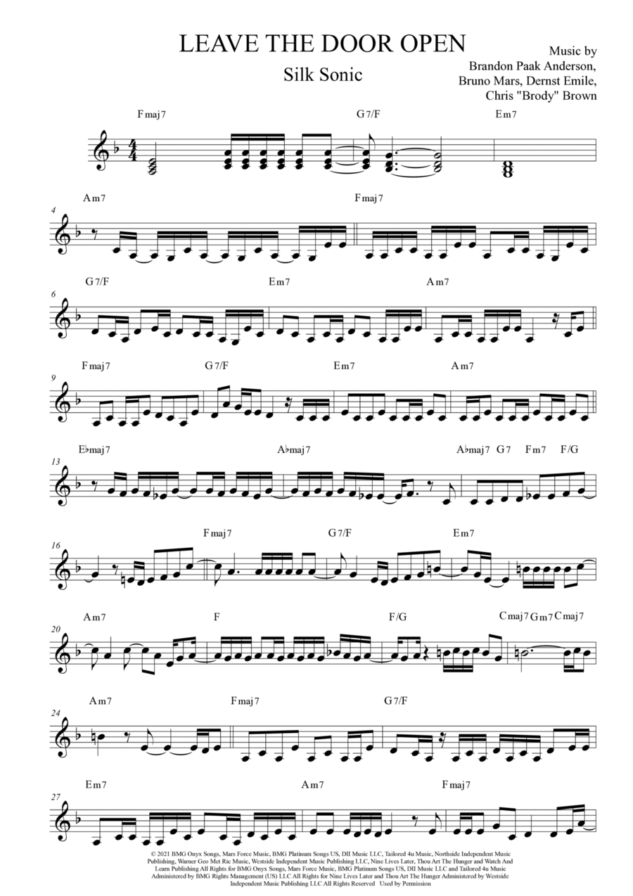 Leave The Door Open Voice scores gallery preview page 1