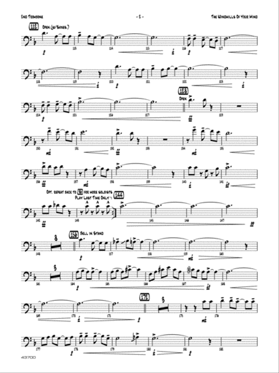 The Windmills of Your Mind: 2nd Trombone Jazz Ensemble scores gallery preview page 2