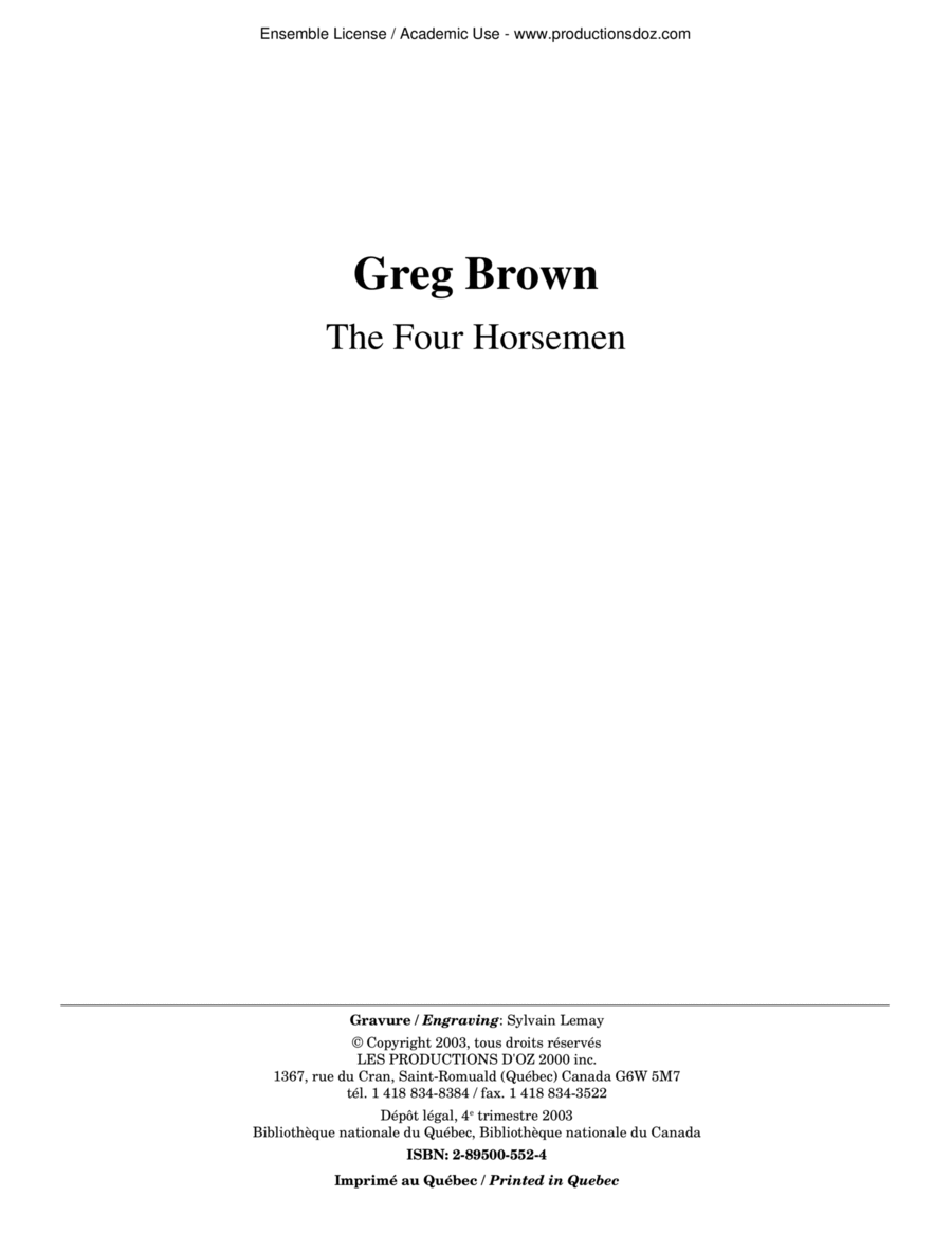 The Four Horsemen The Four Horsemen Cello scores gallery preview page 1